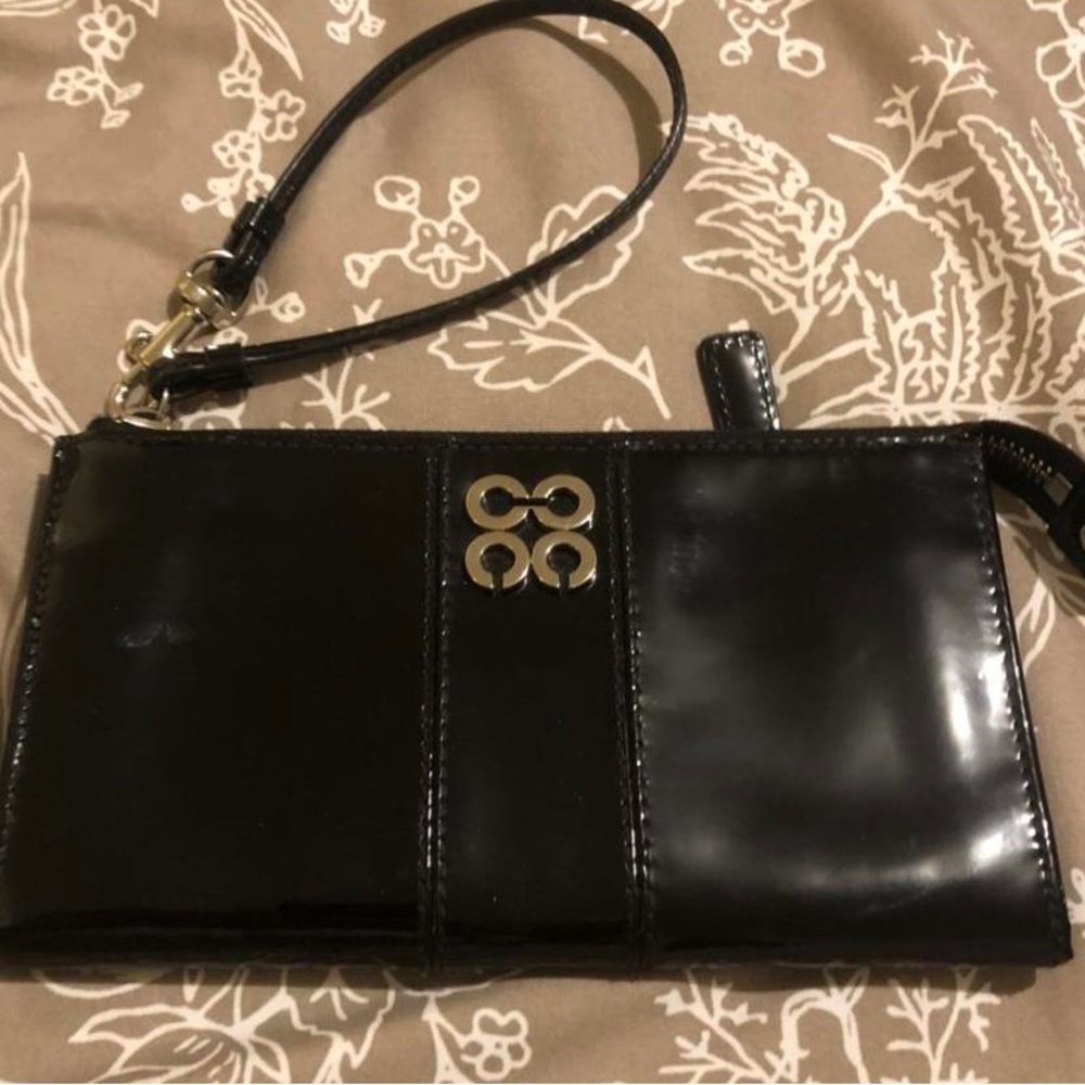 COACH designer authentic black leather clutch
